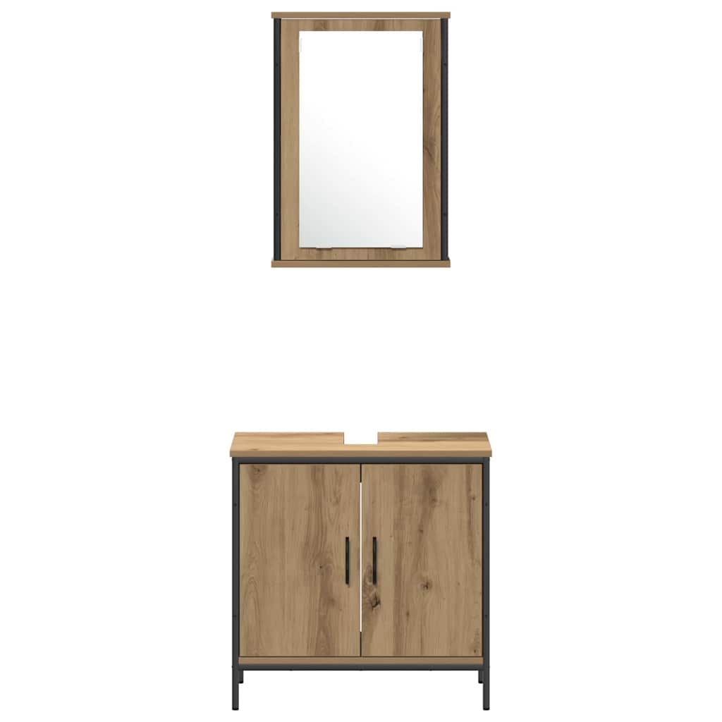 Badezimmermöbel-Set mit Regal mit Tür 3 pcs Braun Holzwerkstoff