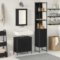 Badezimmermöbel-Set mit Regal 3 pcs Schwarz Holzwerkstoff