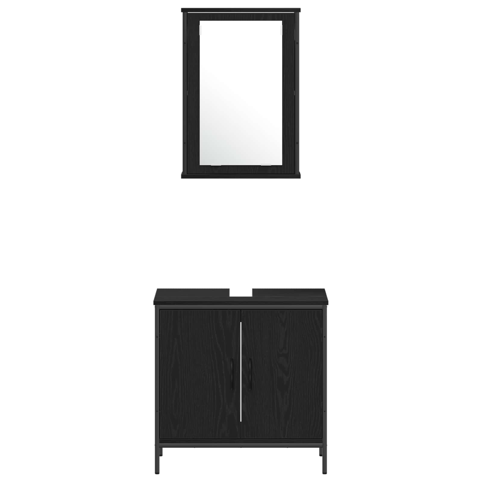 Badezimmermöbel-Set mit Regal 3 pcs Schwarz Holzwerkstoff