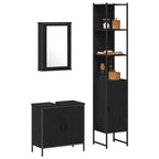 Badezimmermöbel-Set mit Regal 3 pcs Schwarz Holzwerkstoff