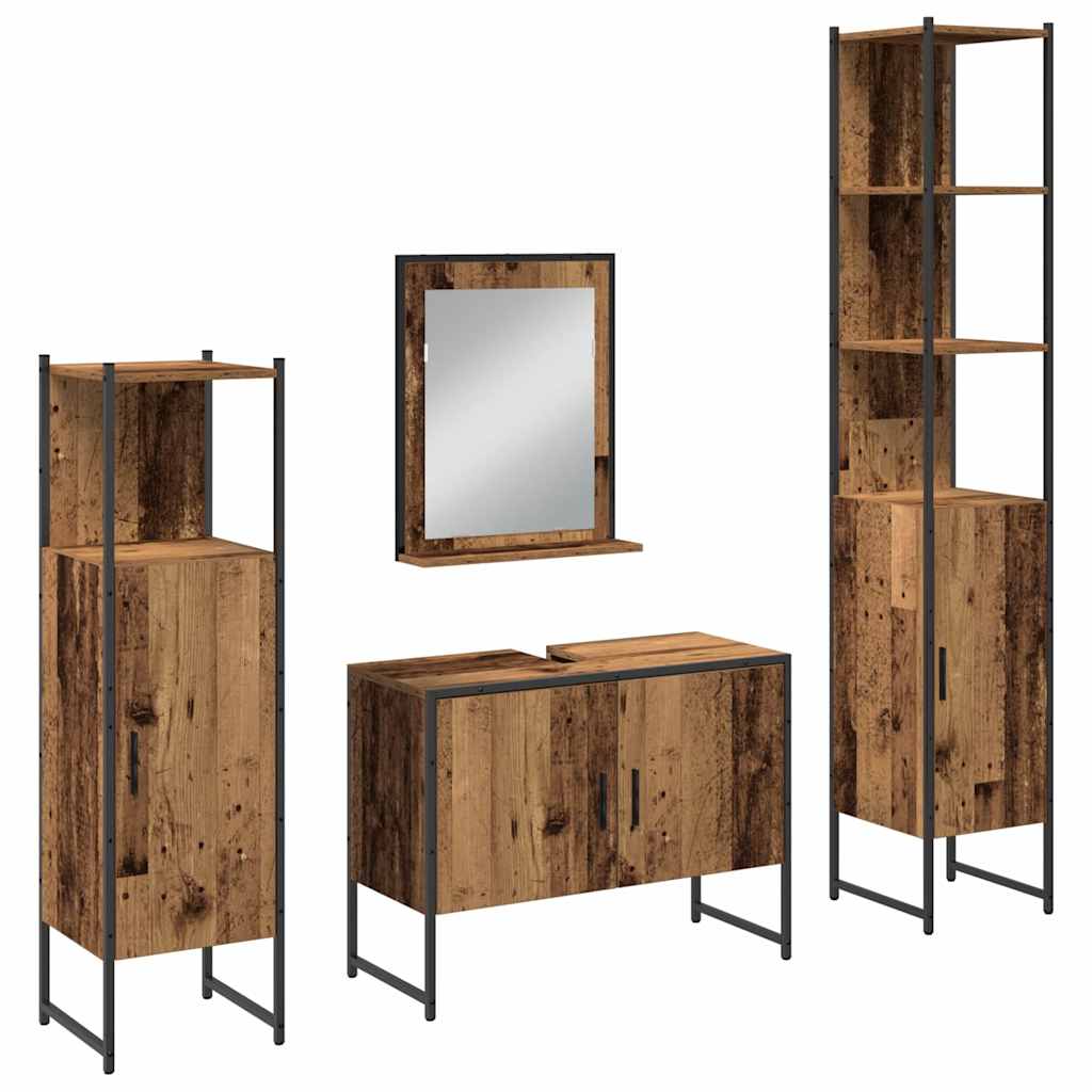Badezimmermöbel-Set mit Regal mit Tür 4 pcs Braun Holzwerkstoff