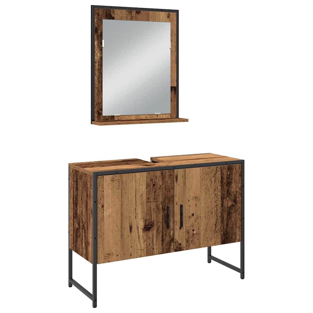 Badezimmermöbel-Set mit Regal mit Tür 4 pcs Braun Holzwerkstoff