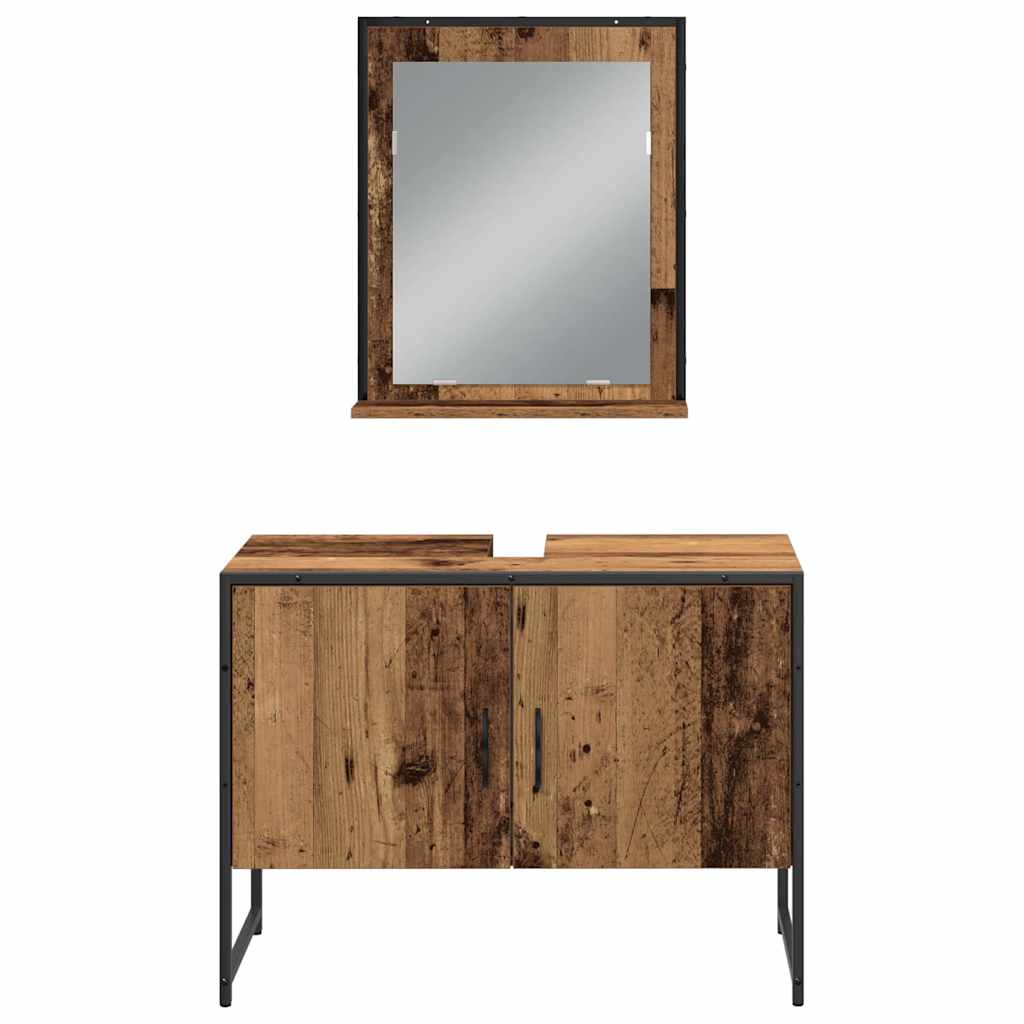 Badezimmermöbel-Set mit Regal mit Tür 4 pcs Braun Holzwerkstoff