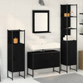 Badezimmermöbel-Set mit Regal 4 pcs Schwarz Holzwerkstoff