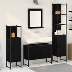 Badezimmermöbel-Set mit Regal 4 pcs Schwarz Holzwerkstoff