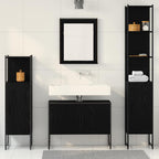 Badezimmermöbel-Set mit Regal 4 pcs Schwarz Holzwerkstoff