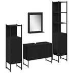 Badezimmermöbel-Set mit Regal 4 pcs Schwarz Holzwerkstoff