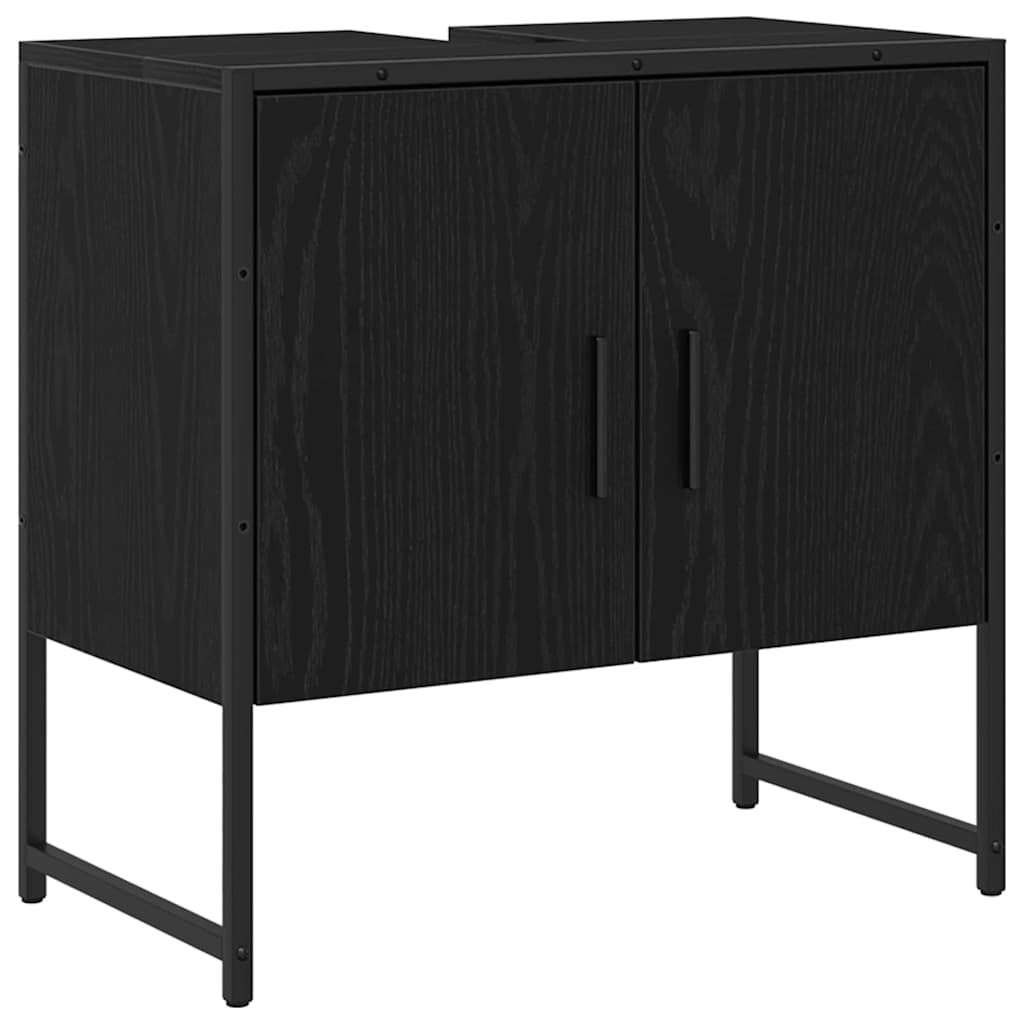 Badezimmermöbel-Set mit Regal 4 pcs Schwarz Holzwerkstoff