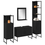 Badezimmermöbel-Set mit Regal 4 pcs Schwarz Holzwerkstoff