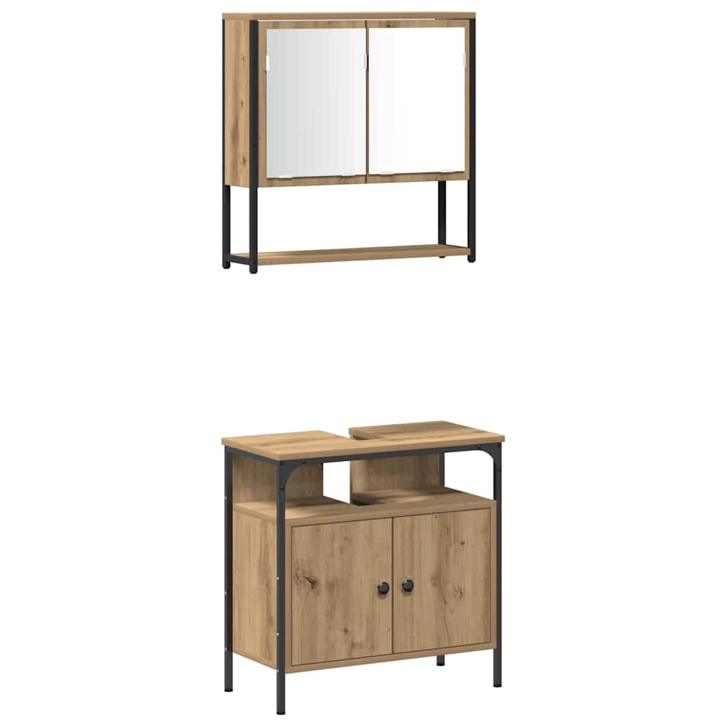 Badezimmermöbel Set mit Regal 4 pcs Artisan-Eiche Holzwerkstoff