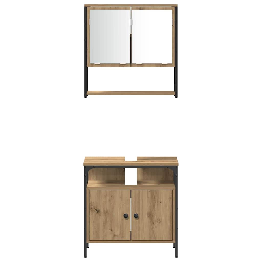 Badezimmermöbel Set mit Regal 4 pcs Artisan-Eiche Holzwerkstoff