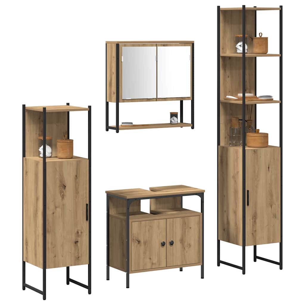 Badezimmermöbel Set mit Regal 4 pcs Artisan-Eiche Holzwerkstoff