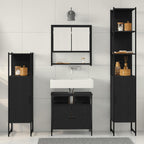 Badezimmermöbel-Set 4 pcs Schwarz Eichen-Optik Holzwerkstoff