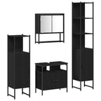 Badezimmermöbel-Set 4 pcs Schwarz Eichen-Optik Holzwerkstoff