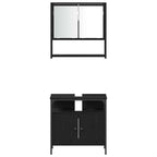 Badezimmermöbel-Set 4 pcs Schwarz Eichen-Optik Holzwerkstoff