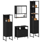 Badezimmermöbel-Set 4 pcs Schwarz Eichen-Optik Holzwerkstoff