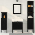 Badezimmermöbel-Set mit Regal 4 pcs Schwarz Holzwerkstoff