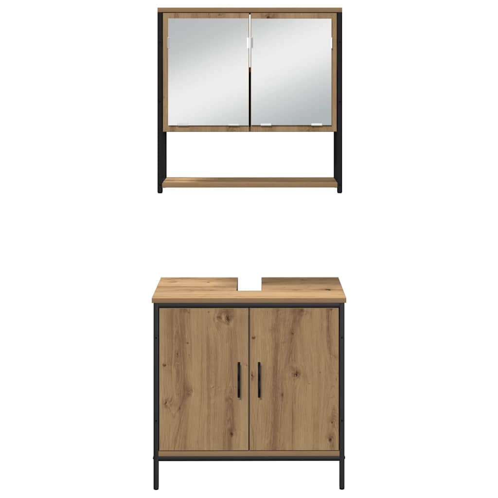 Badezimmermöbel-Set mit Regal mit Tür 4 pcs Braun Holzwerkstoff
