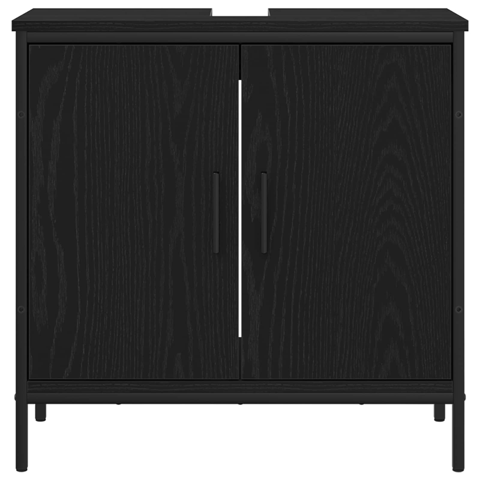 Badezimmermöbel-Set mit Regal 4 pcs Schwarz Holzwerkstoff