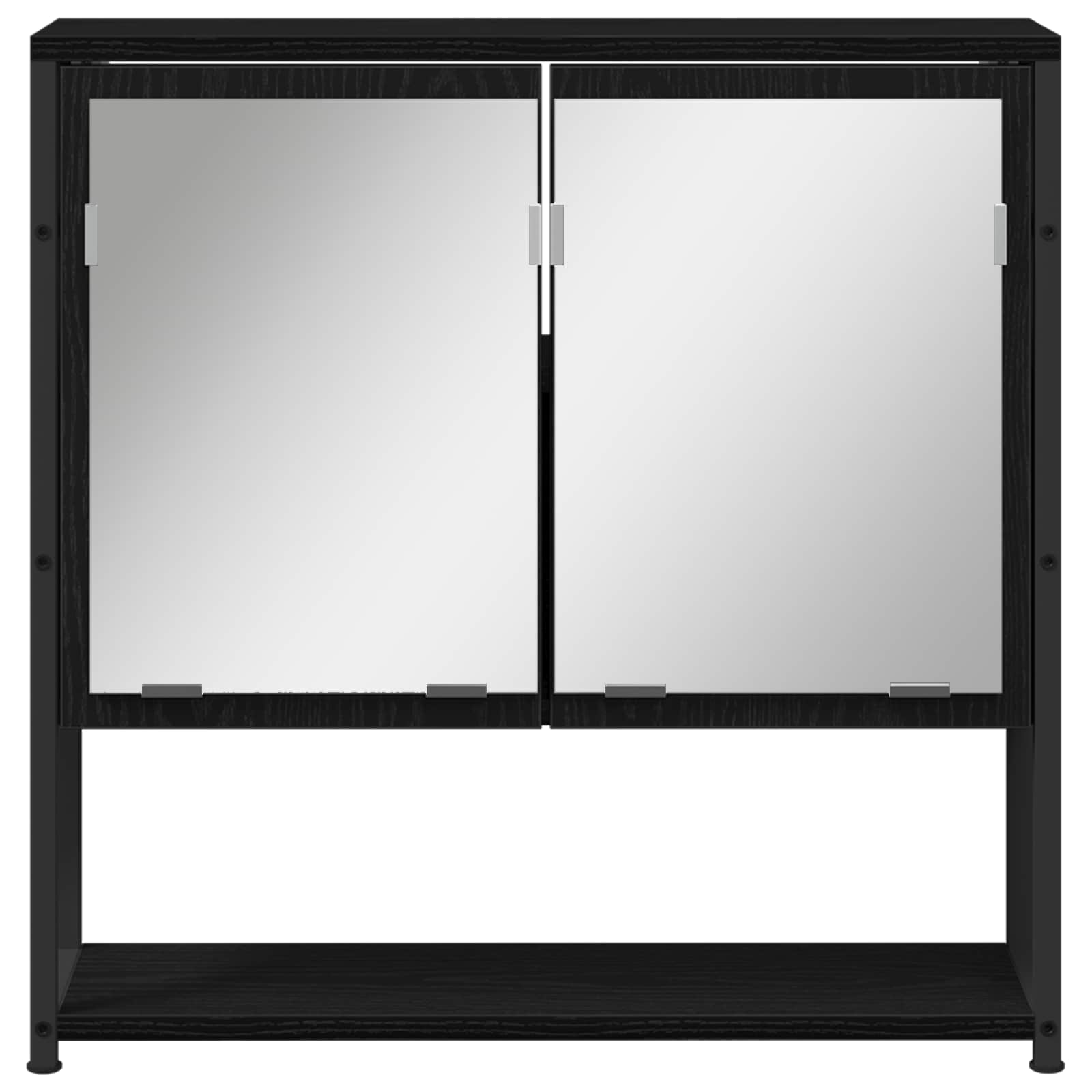 Badezimmermöbel-Set mit Regal 4 pcs Schwarz Holzwerkstoff
