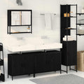 Badezimmermöbel-Set mit Regal 4 pcs Schwarz Holzwerkstoff