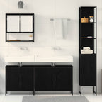 Badezimmermöbel-Set mit Regal 4 pcs Schwarz Holzwerkstoff
