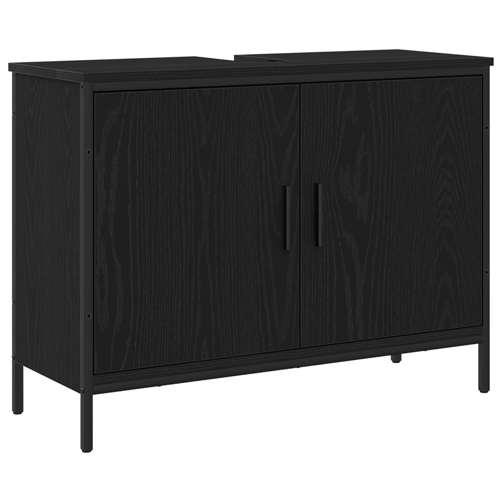 Badezimmermöbel-Set mit Regal 4 pcs Schwarz Holzwerkstoff