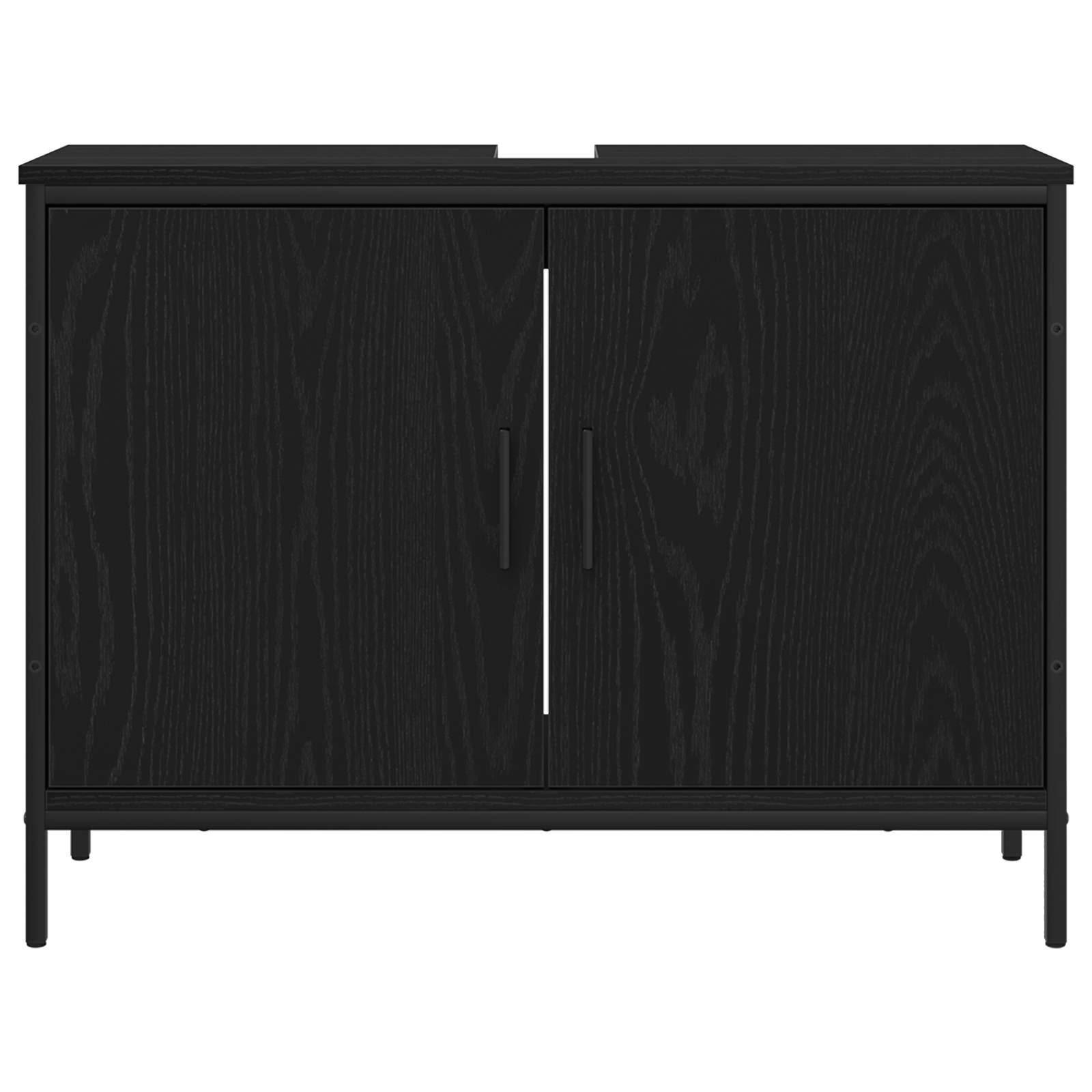 Badezimmermöbel-Set mit Regal 4 pcs Schwarz Holzwerkstoff