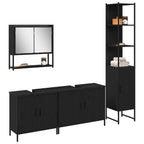 Badezimmermöbel-Set mit Regal 4 pcs Schwarz Holzwerkstoff