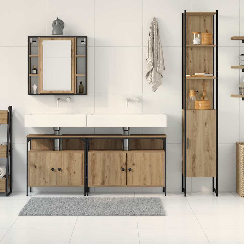 Badezimmermöbel-Set mit Regal 4 pcs Artisan-Eiche Holzwerkstoff