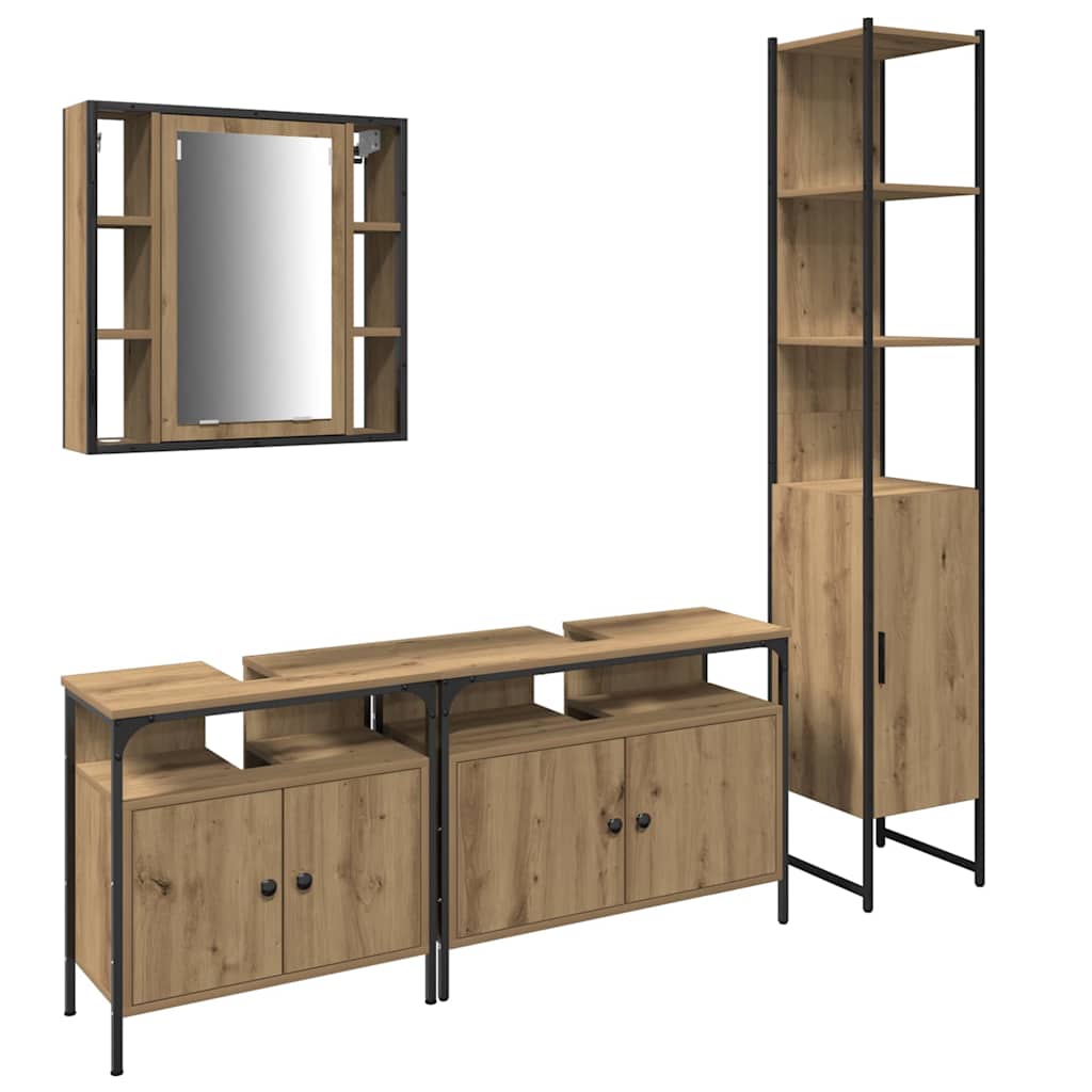 Badezimmermöbel-Set mit Regal 4 pcs Artisan-Eiche Holzwerkstoff