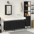 Badezimmermöbel-Set mit Regal 4 pcs Schwarz Holzwerkstoff