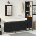 Badezimmermöbel-Set mit Regal 4 pcs Schwarz Holzwerkstoff