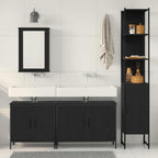 Badezimmermöbel-Set mit Regal 4 pcs Schwarz Holzwerkstoff