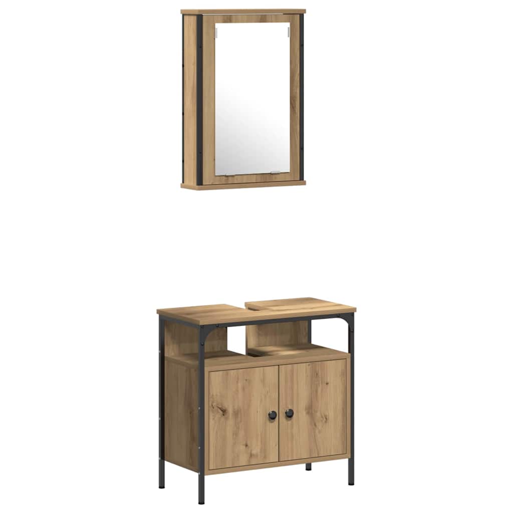 Badezimmermöbel Set mit Regal 4 pcs Artisan-Eiche Holzwerkstoff