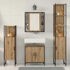 Badezimmermöbel-Set mit Regal mit Tür 4 pcs Braun Holzwerkstoff