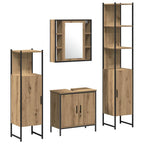 Badezimmermöbel-Set mit Regal mit Tür 4 pcs Braun Holzwerkstoff