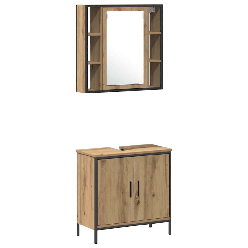Badezimmermöbel-Set mit Regal mit Tür 4 pcs Braun Holzwerkstoff