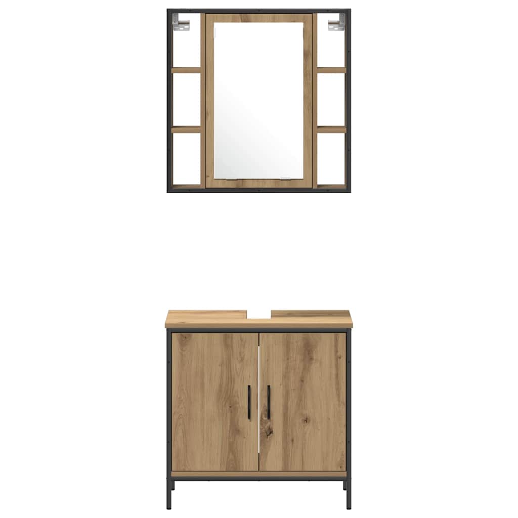 Badezimmermöbel-Set mit Regal mit Tür 4 pcs Braun Holzwerkstoff