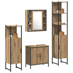 Badezimmermöbel-Set mit Regal mit Tür 4 pcs Braun Holzwerkstoff