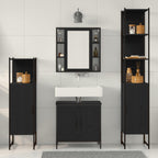 Badezimmermöbel-Set mit Regal 4 pcs Schwarz Holzwerkstoff