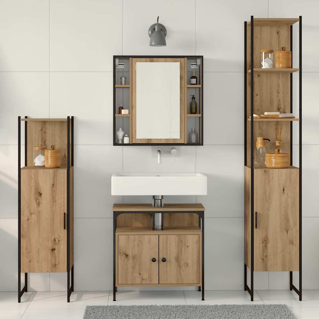 Badezimmermöbel-Set mit Regal 4 pcs Artisan-Eiche Holzwerkstoff