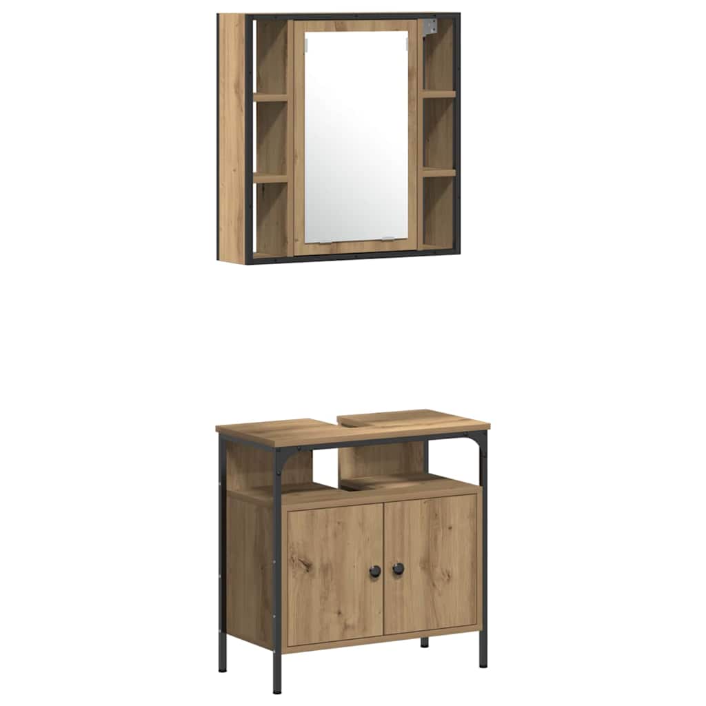 Badezimmermöbel-Set mit Regal 4 pcs Artisan-Eiche Holzwerkstoff