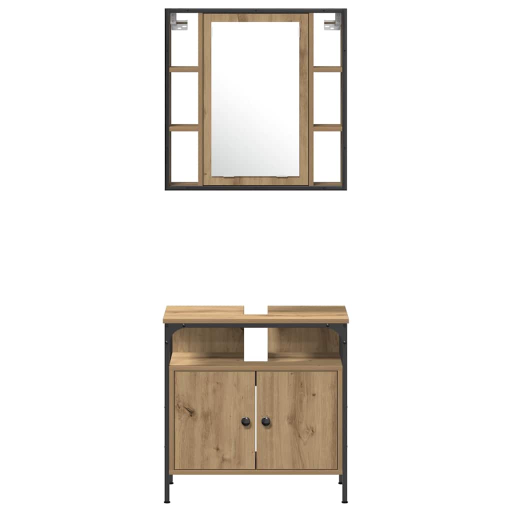 Badezimmermöbel-Set mit Regal 4 pcs Artisan-Eiche Holzwerkstoff