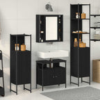 Badezimmermöbel-Set 4 pcs Schwarz Eichen-Optik Holzwerkstoff