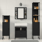 Badezimmermöbel-Set 4 pcs Schwarz Eichen-Optik Holzwerkstoff