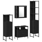 Badezimmermöbel-Set 4 pcs Schwarz Eichen-Optik Holzwerkstoff