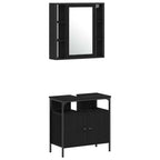 Badezimmermöbel-Set 4 pcs Schwarz Eichen-Optik Holzwerkstoff
