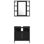 Badezimmermöbel-Set 4 pcs Schwarz Eichen-Optik Holzwerkstoff