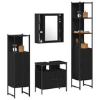 Badezimmermöbel-Set 4 pcs Schwarz Eichen-Optik Holzwerkstoff
